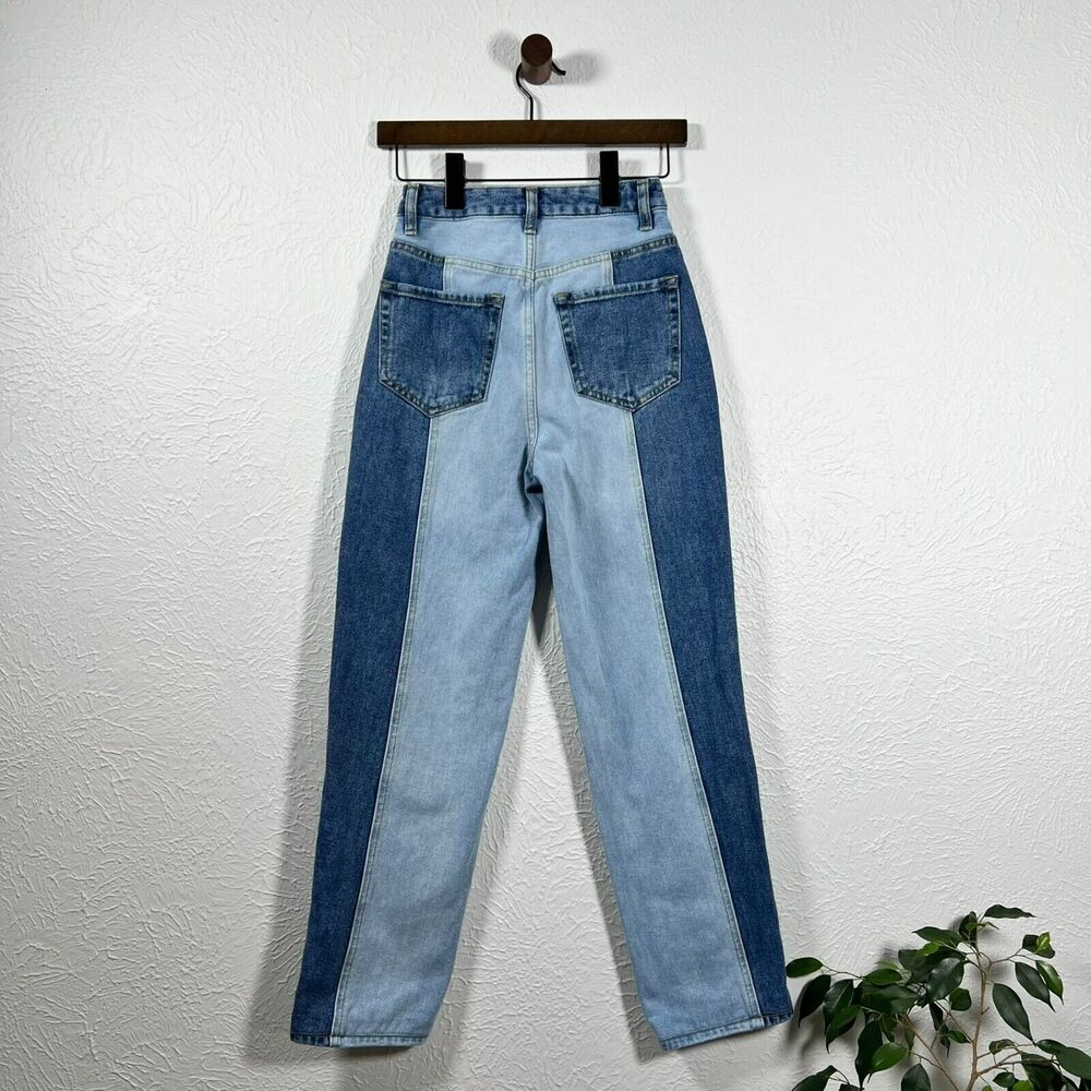 PacSun 90s Eco Two-Tone High Rise Colorblock Patch Boyfriend Jeans Women's 24 - Picture 7 of 15